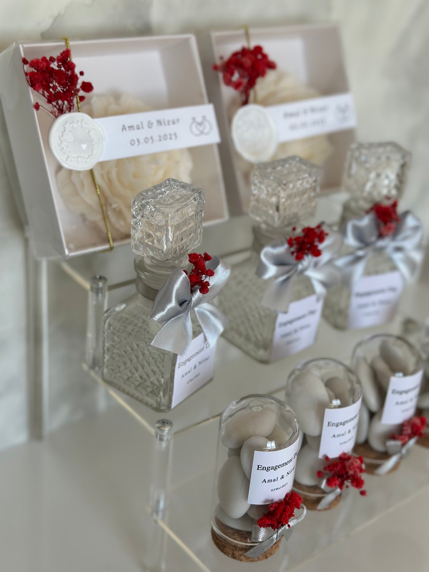 BoX Pivoine, Bouteille et Fiole Dragées