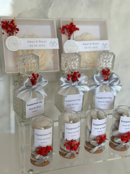 BoX Pivoine, Bouteille et Fiole Dragées