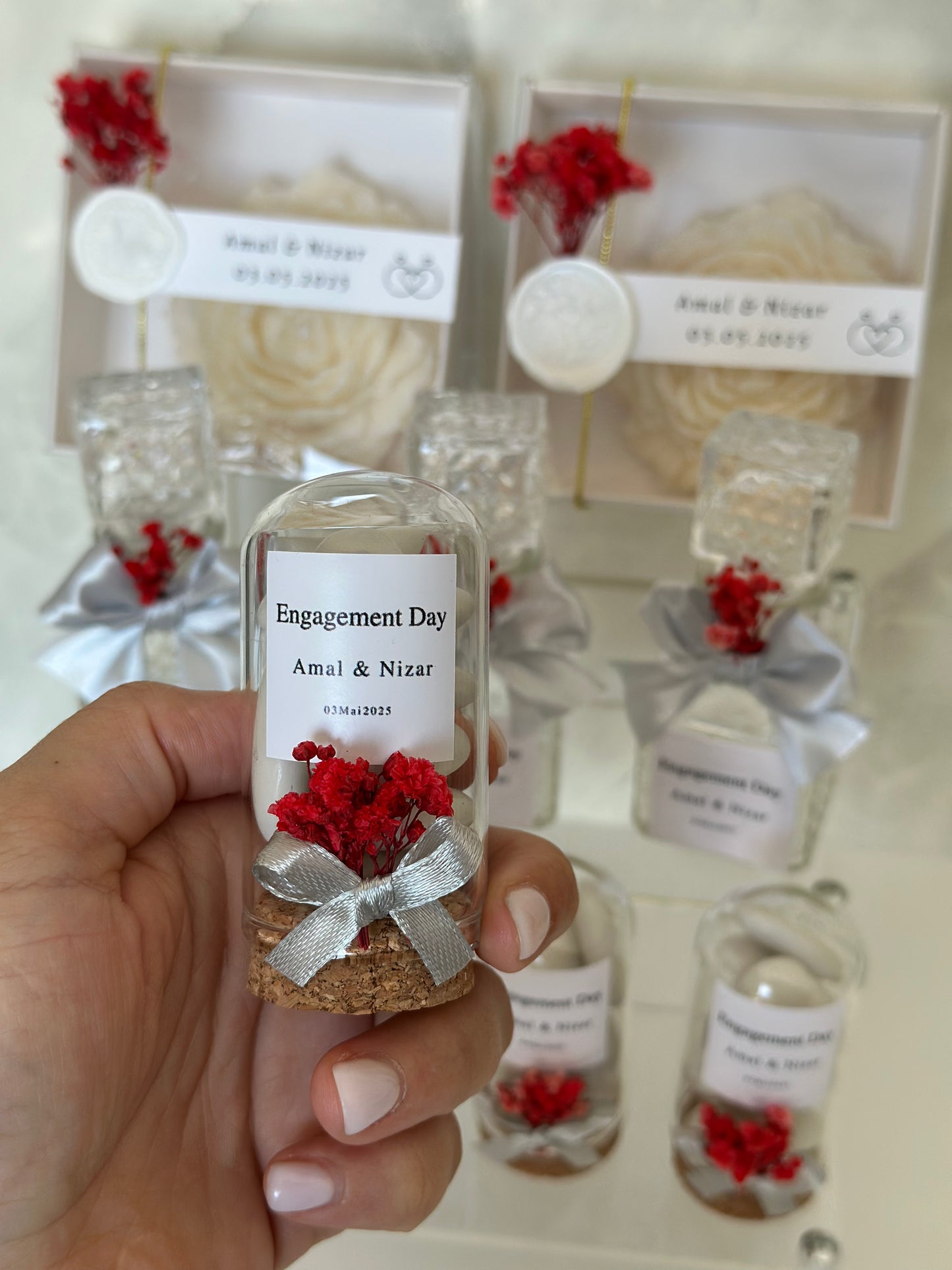 BoX Pivoine, Bouteille et Fiole Dragées